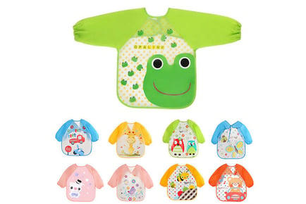 Waterproof Washable Long-Sleeve Baby Bibs - 3 Pack