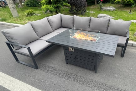 6-Seater Aluminum Garden Furniture Firepit Set
