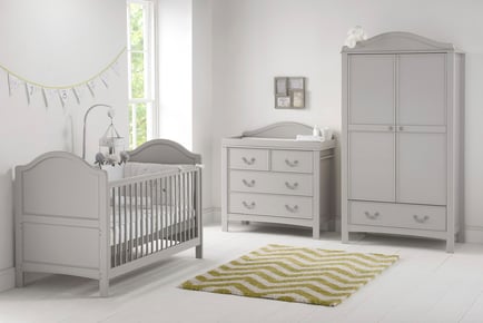 Toulouse Cot, Dresser & Wardrobe Set - Grey or White