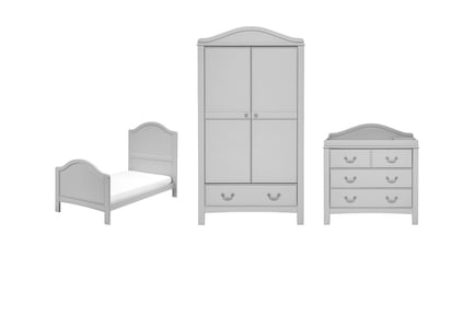 Toulouse Cot, Dresser & Wardrobe Set - Grey or White