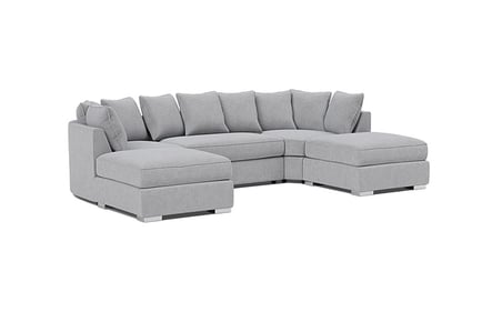 U Shaped Grey Sectional Sofa Set with 2 and 3 Seater Options