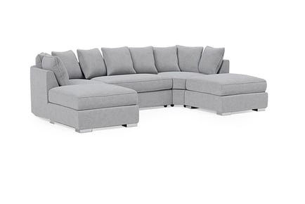 Large Family U Shaped Sectional Sofa Set in Grey!