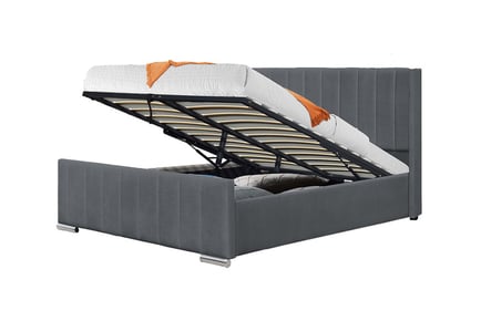 Steel wing panel ottoman bed, 6FT Gas Lift Front, with Mattress