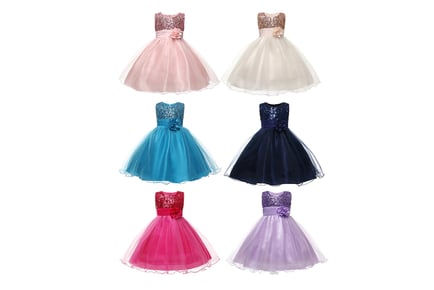 Girls Sequin Tulle Party Dress - Ages 2-10 Years