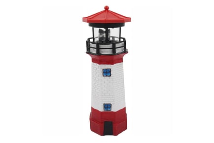 Lighthouse Solar Lamp with Rotating Light - Red or Black