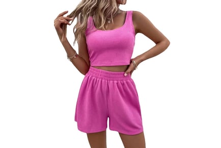 Women's Two-Piece Lounge Tank and Shorts Set - 5 Colours