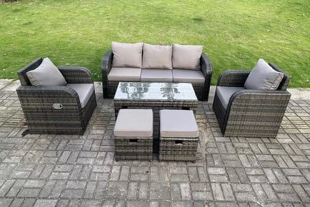 Outdoor Garden Fimous 7-Seater Reclining Rattan Set