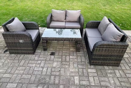 Fimous 5-Seater Outdoor Rattan Garden Sofa Set - Dark Grey
