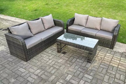 6 Seater Rattan Sofa Set - With Coffee Table