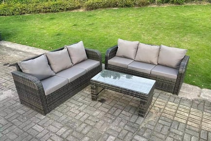 6 Seater Rattan Sofa Set - With Coffee Table