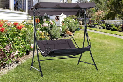 Outdoor Two-Person Swing Chair Garden Bench with Cushion