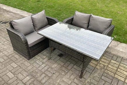 4 Seater Dark Grey PE Wicker Rattan Garden Furniture Set