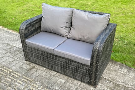 4 Seater Dark Grey PE Wicker Rattan Garden Furniture Set