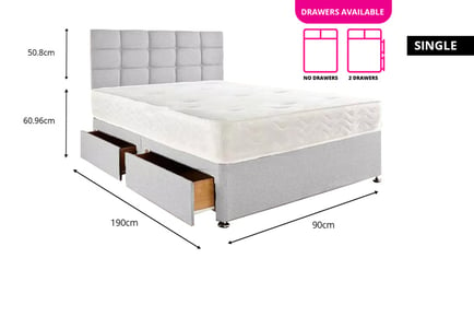 SUPER KING / 0 DRAWERS: Grey Divan Bed Base and Cube Headboard OR redeem towards another available deal