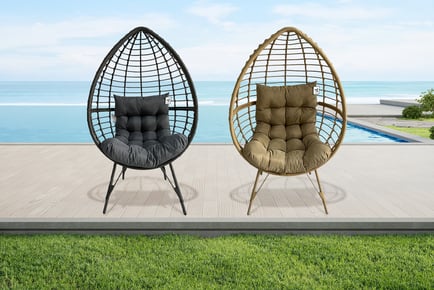 Teardrop Rattan Egg Chair with Cushion - Grey or Natural!