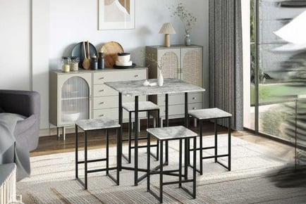 HOMCOM Bar Table Set, Concrete Grey