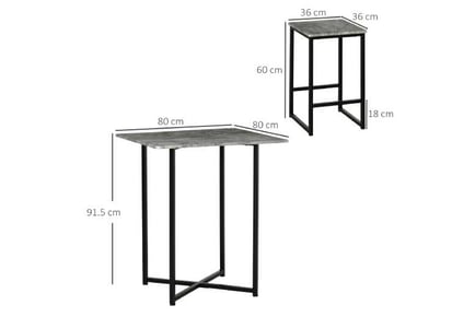 HOMCOM Bar Table Set, Concrete Grey