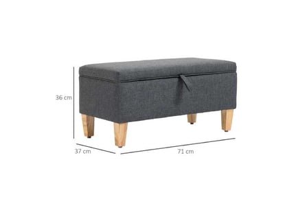 HOMCOM Linen-Look Storage Ottoman, with Padded Top - Grey