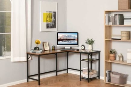 HOMCOM Rustic Brown L-Desk