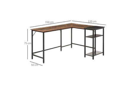 HOMCOM Rustic Brown L-Desk