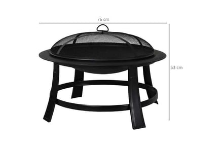 Metal Round Fire Pit with Lid