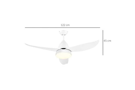 HOMCOM Ceiling Fan with LED, White