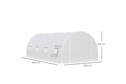 Outsunny 6 x 3 x 2 m Polytunnel Greenhouse, White