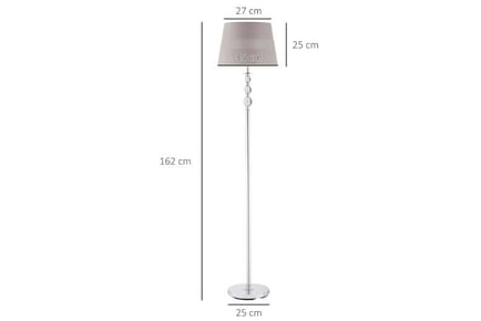 HOMCOM Floor Lamp with Hollow Out Fabric Shade, Grey