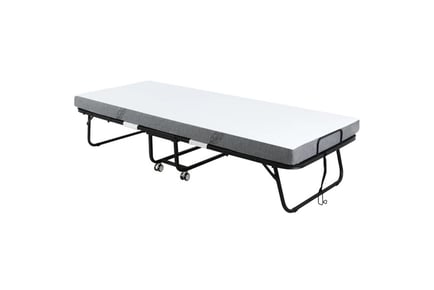 HOMCOM Metal Portable Folding Bed with 10cm Mattress