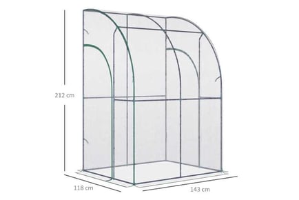 Outsunny Outdoor Walk-In Lean to Wall Tunnel Greenhouse