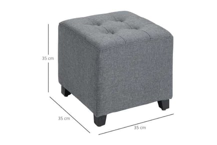 HOMCOM Linen-Look Square Ottoman Footstool - Grey