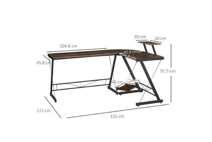 L-Shaped Gaming Desk + Shelf