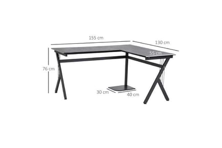 HOMCOM L-Desk w/ CPU Stand, Black