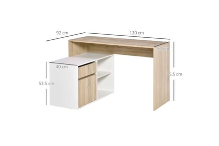 HOMCOM L-Desk - Oak/White