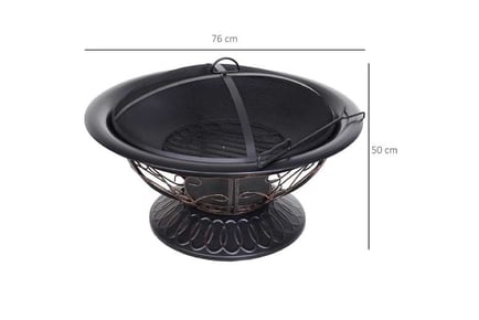 Outsunny Lift-Top Firepit, Black