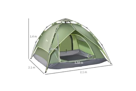 Outsunny 3-Man Pop Up Camping Tent