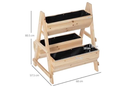 Outsunny 68cm x 57.5cm x 80.5cm 51L Wood Raised Garden Bed