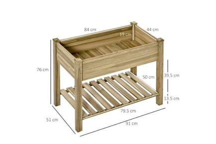 Outsunny Garden Wooden Planters, Raised Bed w/ Shelf