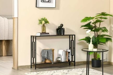 Glass Top Industrial Console Table