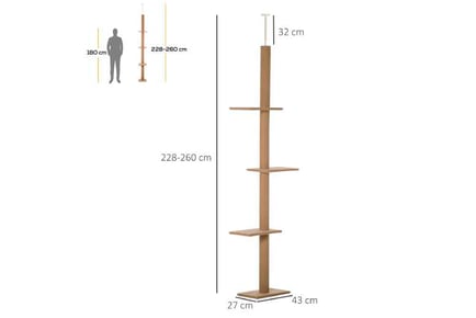 PawHut 260cm Cat Tree, 3 Perches