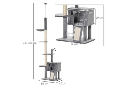 PawHut Cat Tree Activity Center, Grey