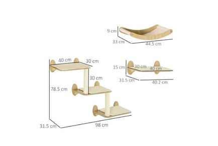 PawHut Wall Cat Shelves, Climbing Set