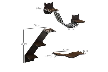 PawHut Wall Cat Shelves, Climbing Set