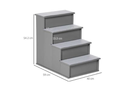 PawHut 4 Step Pet Ramp, Dogs, Grey