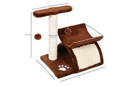 Plush Cat Tree, 40Lx30Wx43H cm, Brown