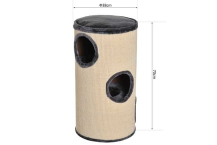 Plush Cat Tree, ?38x70H cm, Beige/Grey