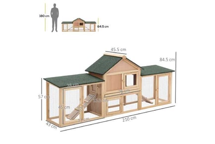 PawHut Bunny Hutch w/ Ladder, Run