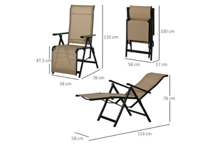 Outsunny 2 Sun Loungers, Folding Steel