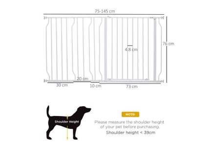 PawHut Wide Dog Gate, Stairway, White