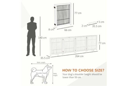 PawHut Dog Gate, Foldable, 4-Panel Pets